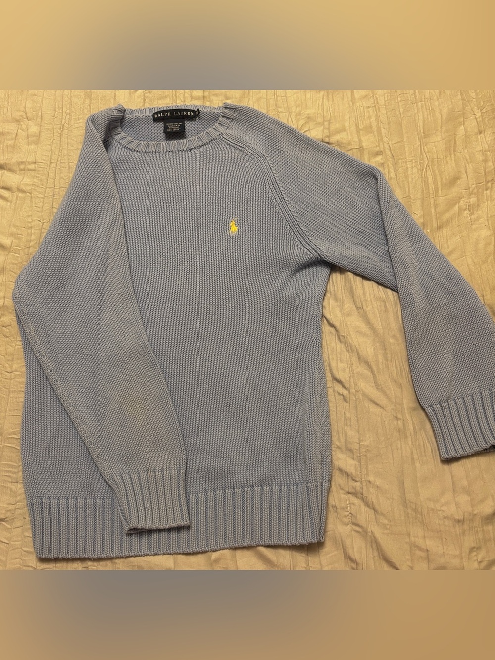 Ralph Lauren Light Blue Crewneck Sweater with Yellow Pony